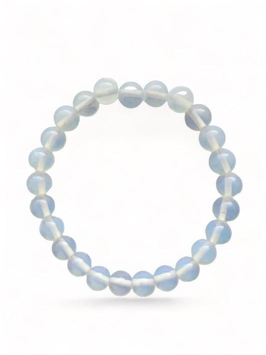 Synthetic white opal bracelet